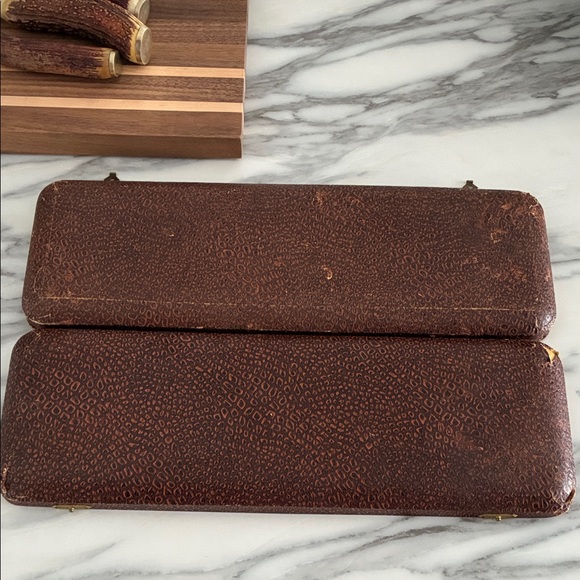 Vintage Cooper Bros & Sons Sheffield England Stag Antler Handle Carving Set; 3pc - Picture 13 of 15